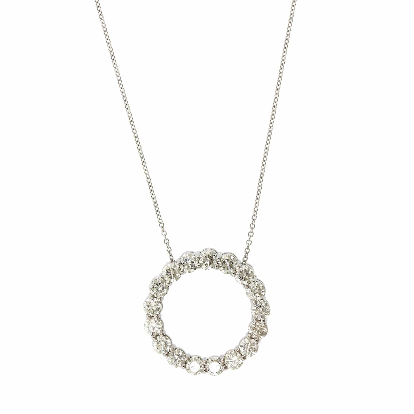 14K White Gold Diamond Circle Necklace