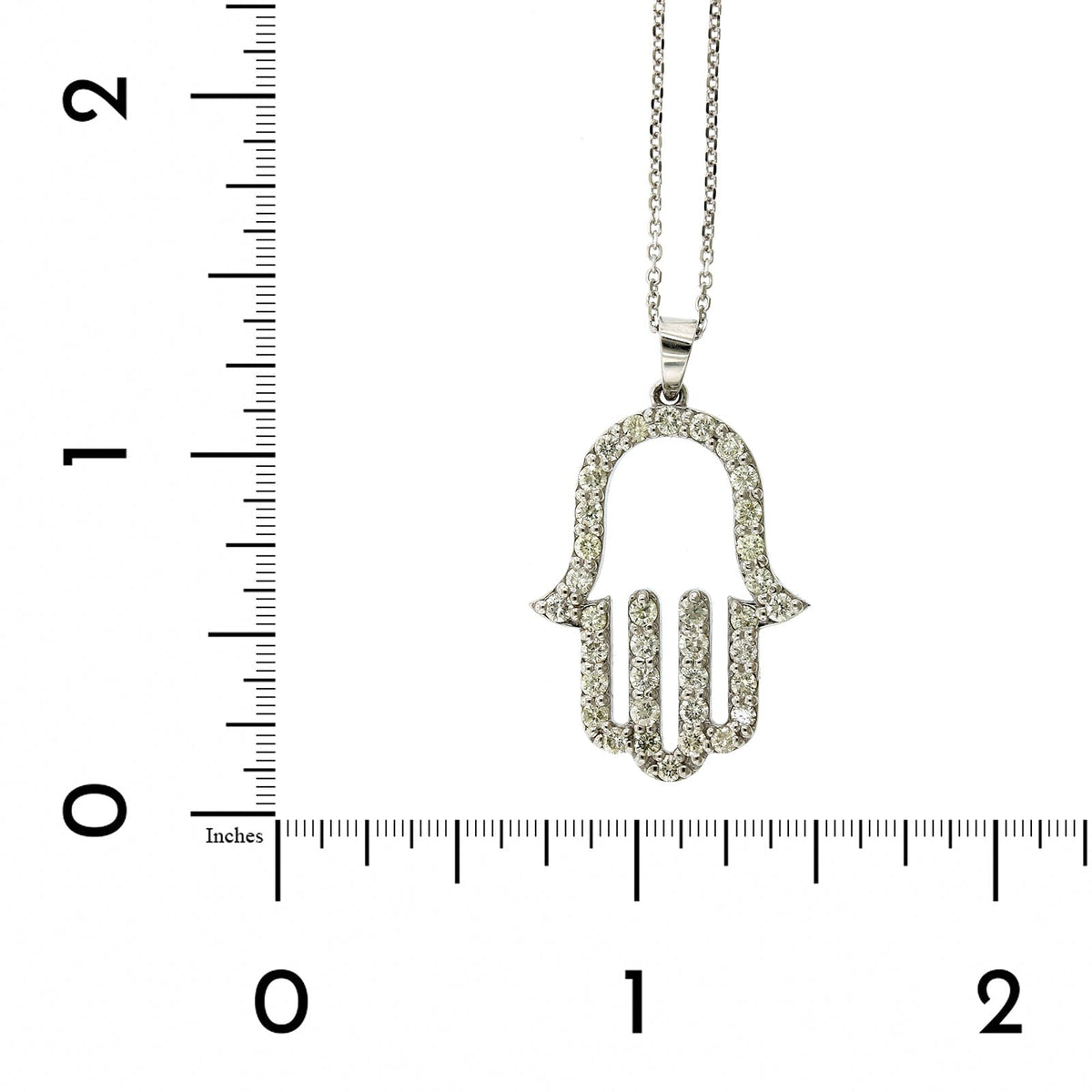 14K Gold Diamond Accented Hamsa on Flat Pearl Necklace Charm