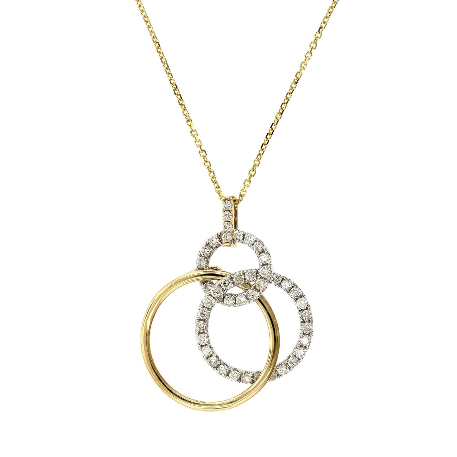 14K Yellow Gold Triple Circle Diamond Necklace, 14k yellow gold, Long's Jewelers