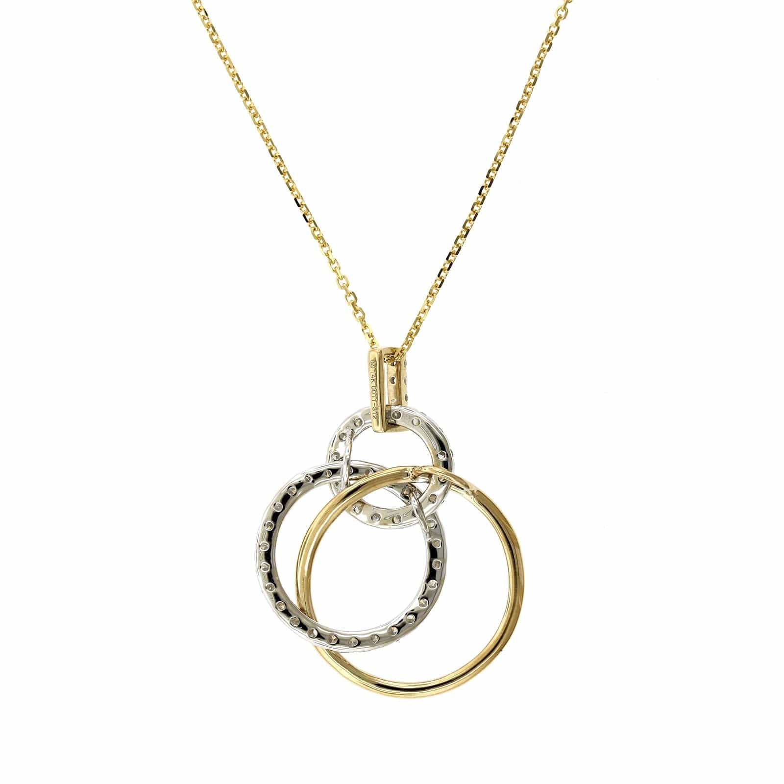 14K Yellow Gold Triple Circle Diamond Necklace, 14k yellow gold, Long's Jewelers