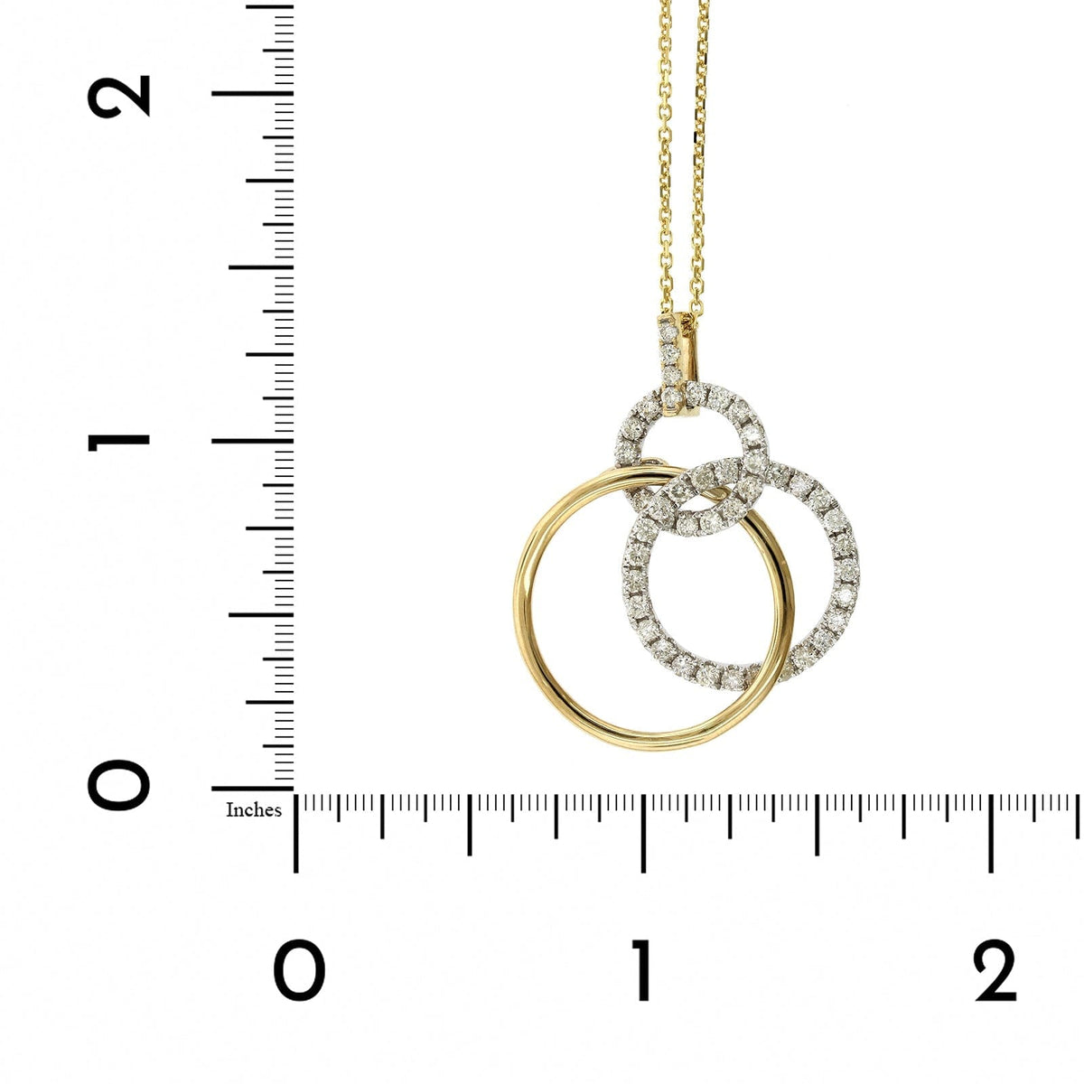 14K Yellow Gold Triple Circle Diamond Necklace, 14k yellow gold, Long's Jewelers