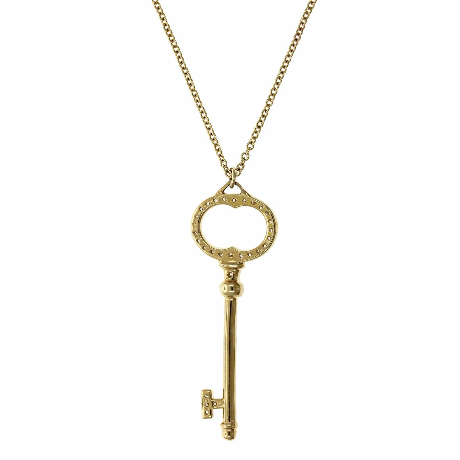 14K Yellow Gold Diamond Key Pendant, 14k yellow gold, Long's Jewelers