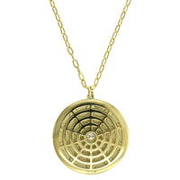 18K Yellow Gold Diamond Sun Dial Disc Pendant