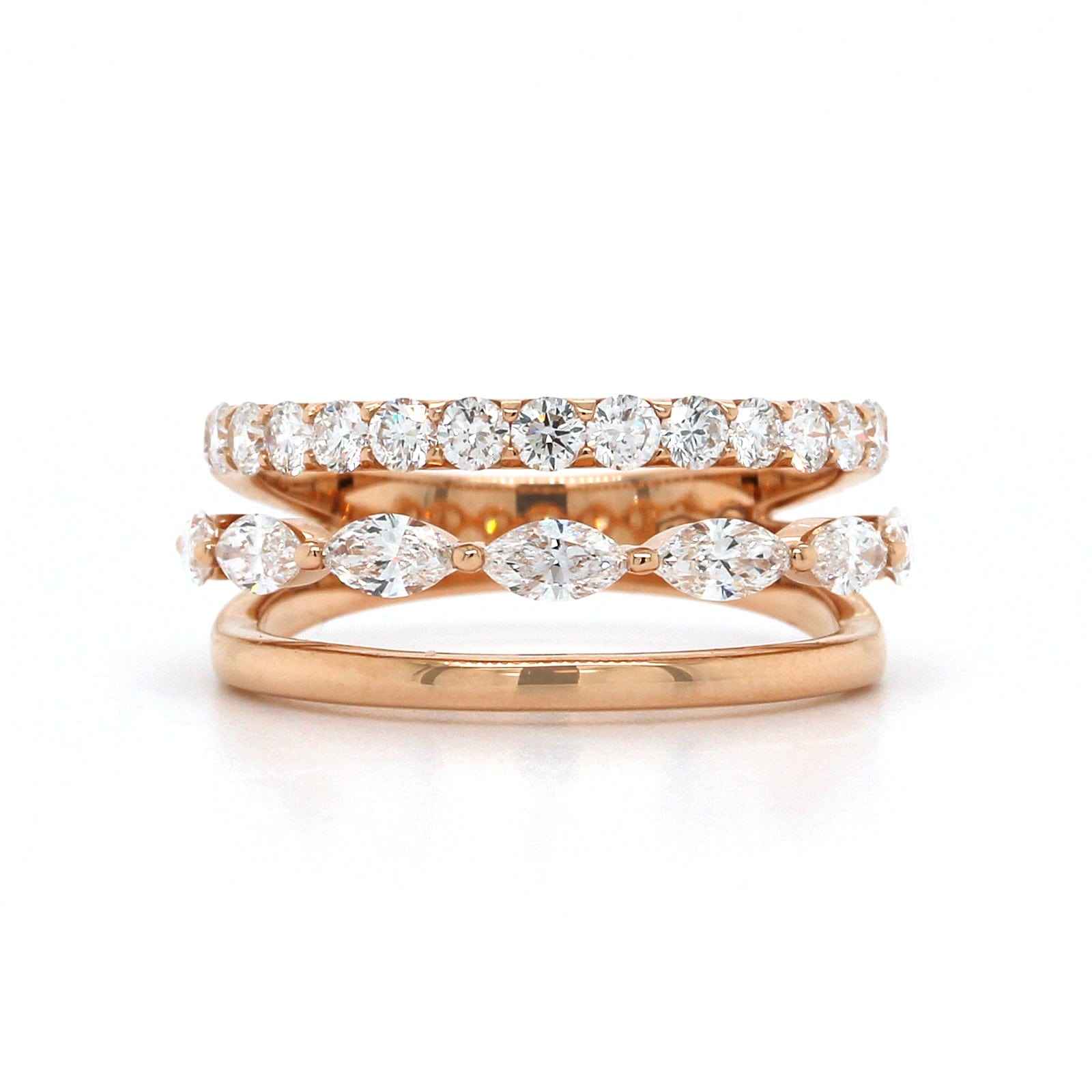 Etho Maria 18K Rose Gold 3 Row Diamond Ring