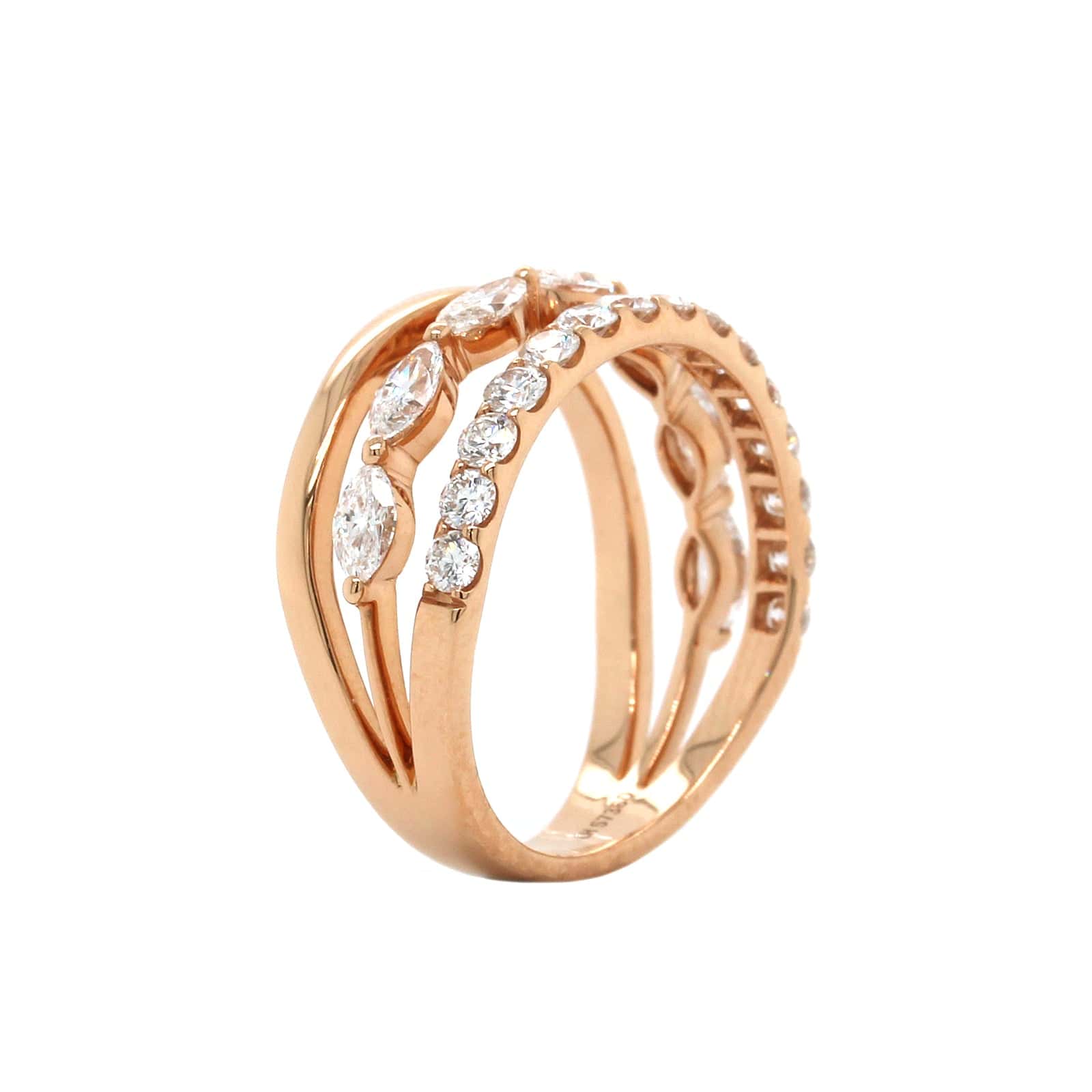 Etho Maria 18K Rose Gold 3 Row Diamond Ring