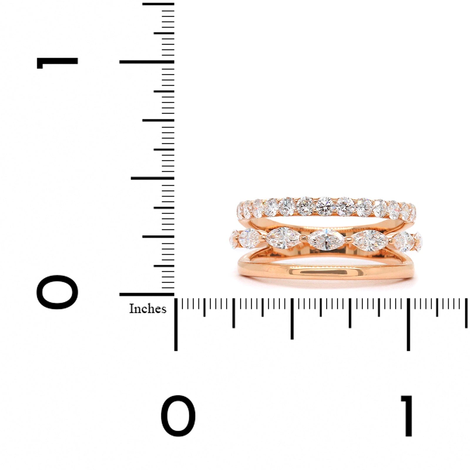 Etho Maria 18K Rose Gold 3 Row Diamond Ring