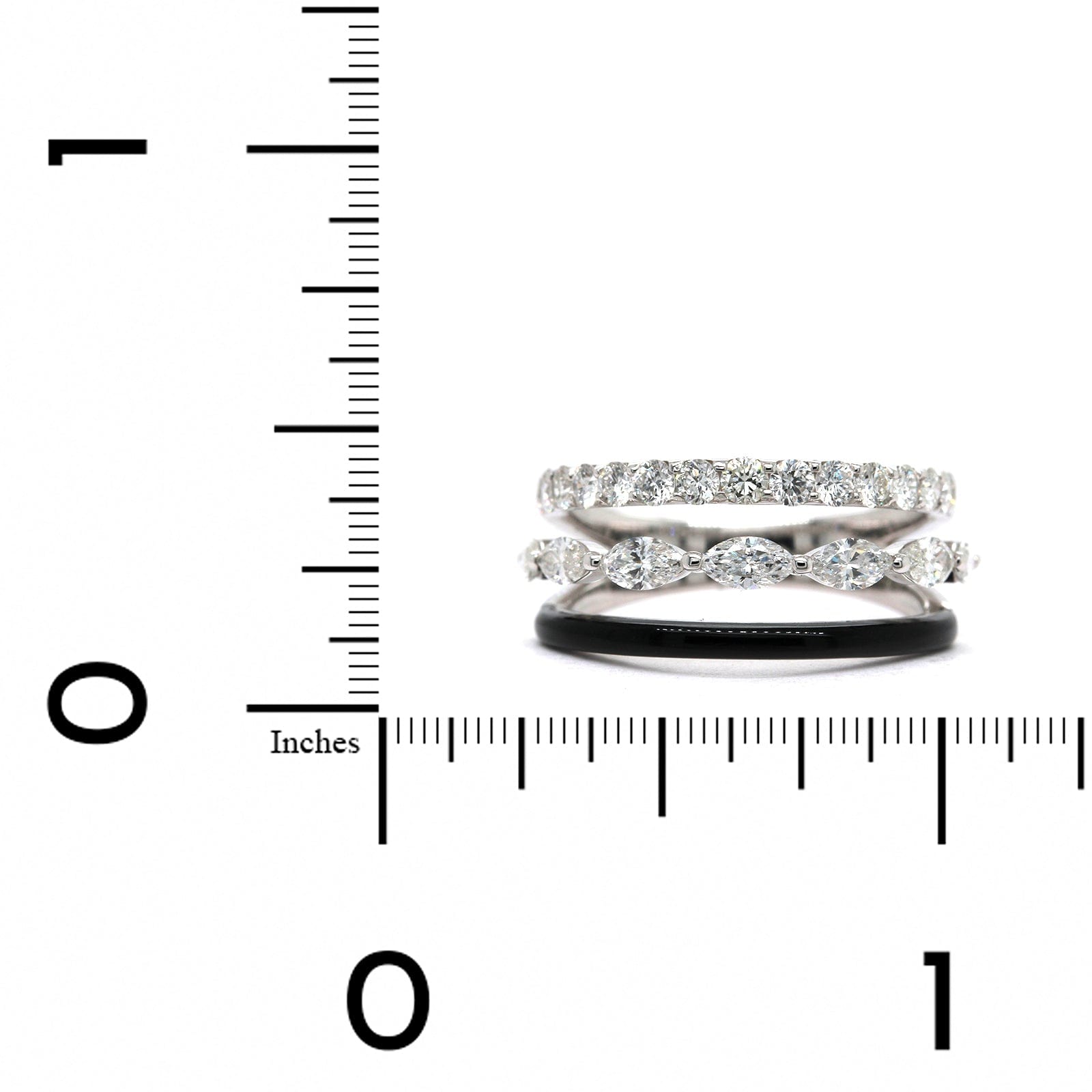 Etho Maria 18K White Gold Marquise Diamond Black Ceramic Ring