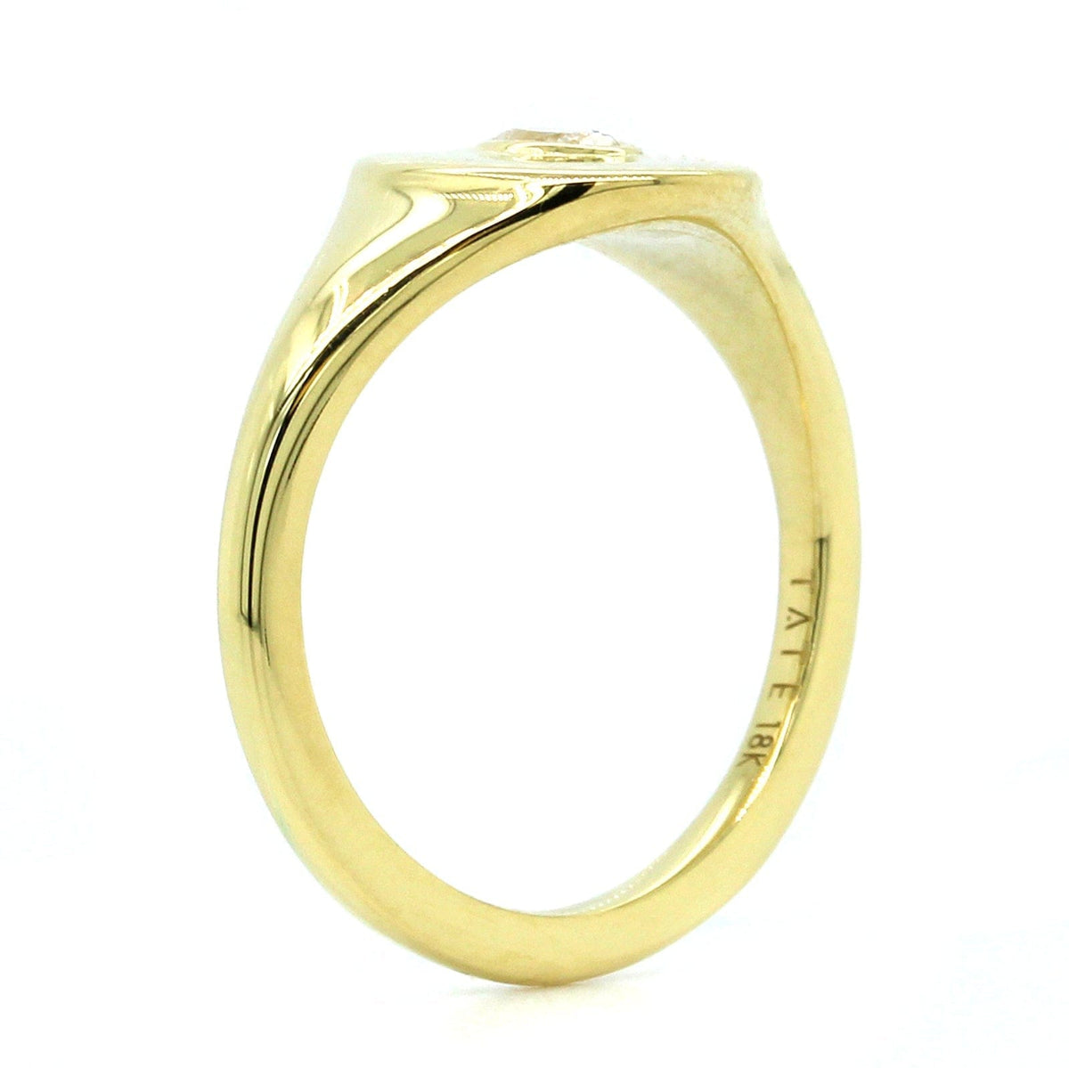 18K Yellow Gold Oval Diamond Pinky Ring