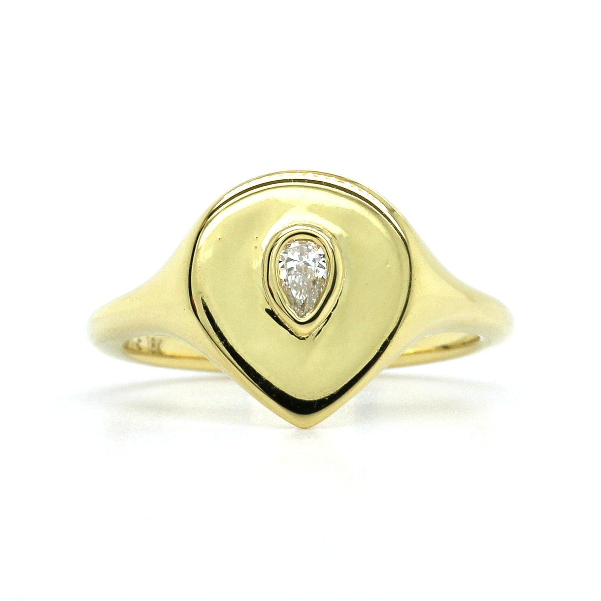 18K Yellow Gold Pear Shape Diamond Pinky Ring