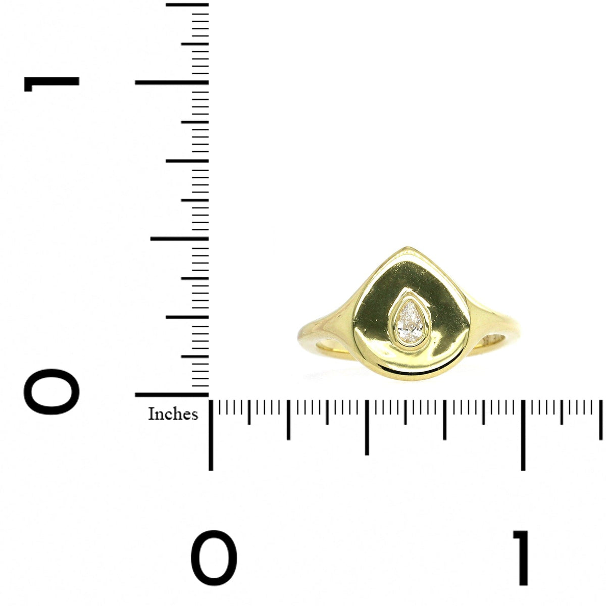 18K Yellow Gold Pear Shape Diamond Pinky Ring