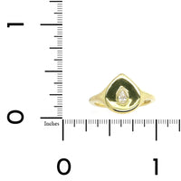 18K Yellow Gold Pear Shape Diamond Pinky Ring