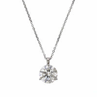 14k White Gold 3 Prong Solitaire Diamond Pendant