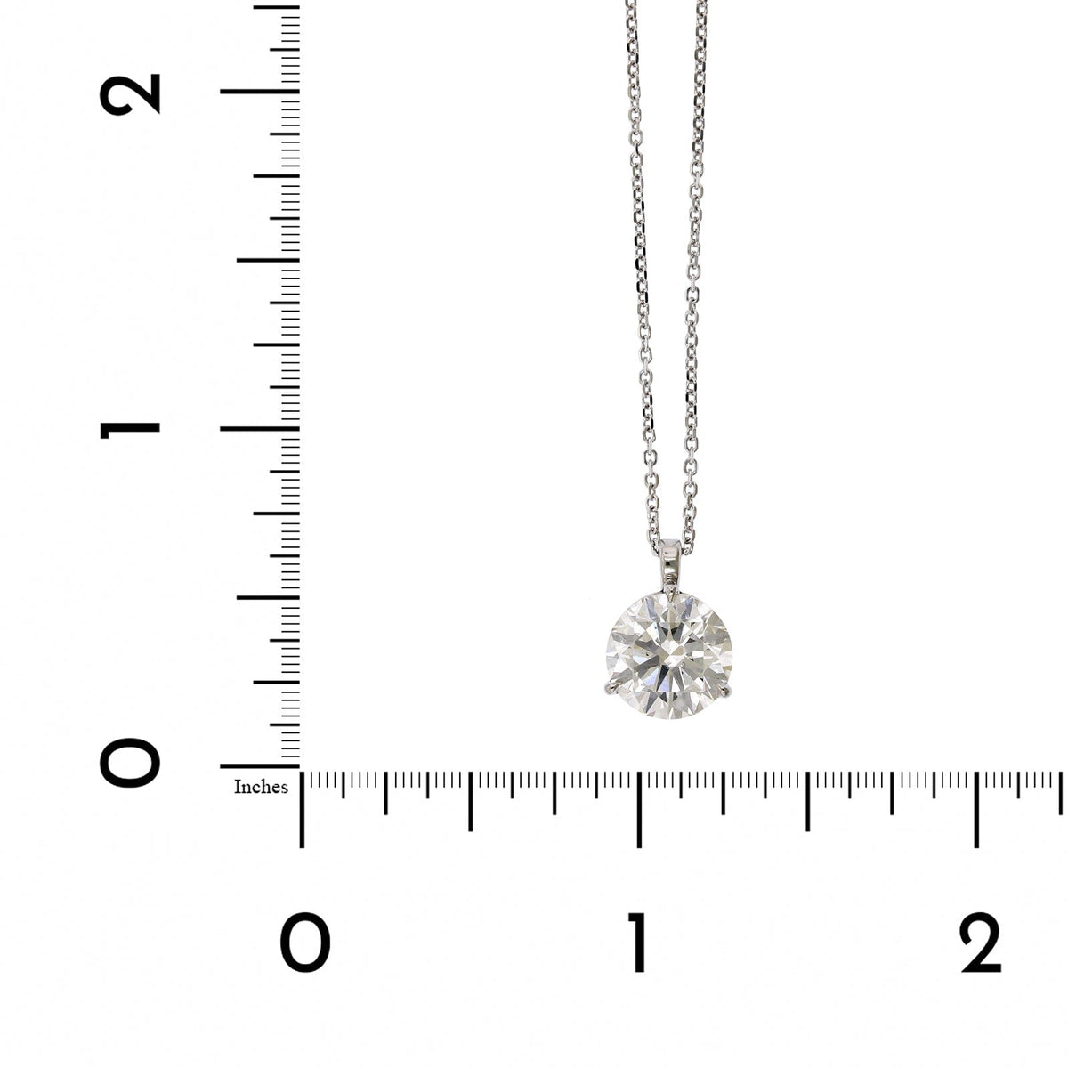 14k White Gold 3 Prong Solitaire Diamond Pendant