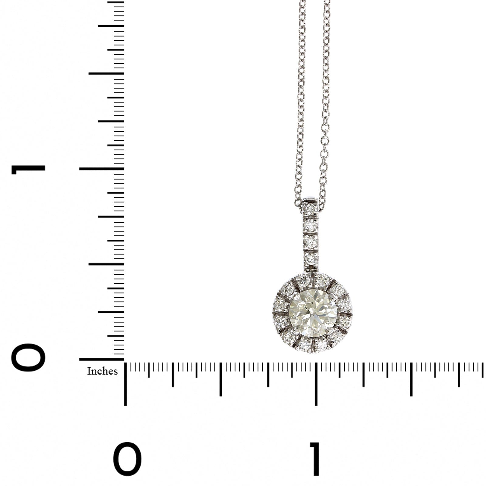 18K White Gold Round Diamond Halo Pendant