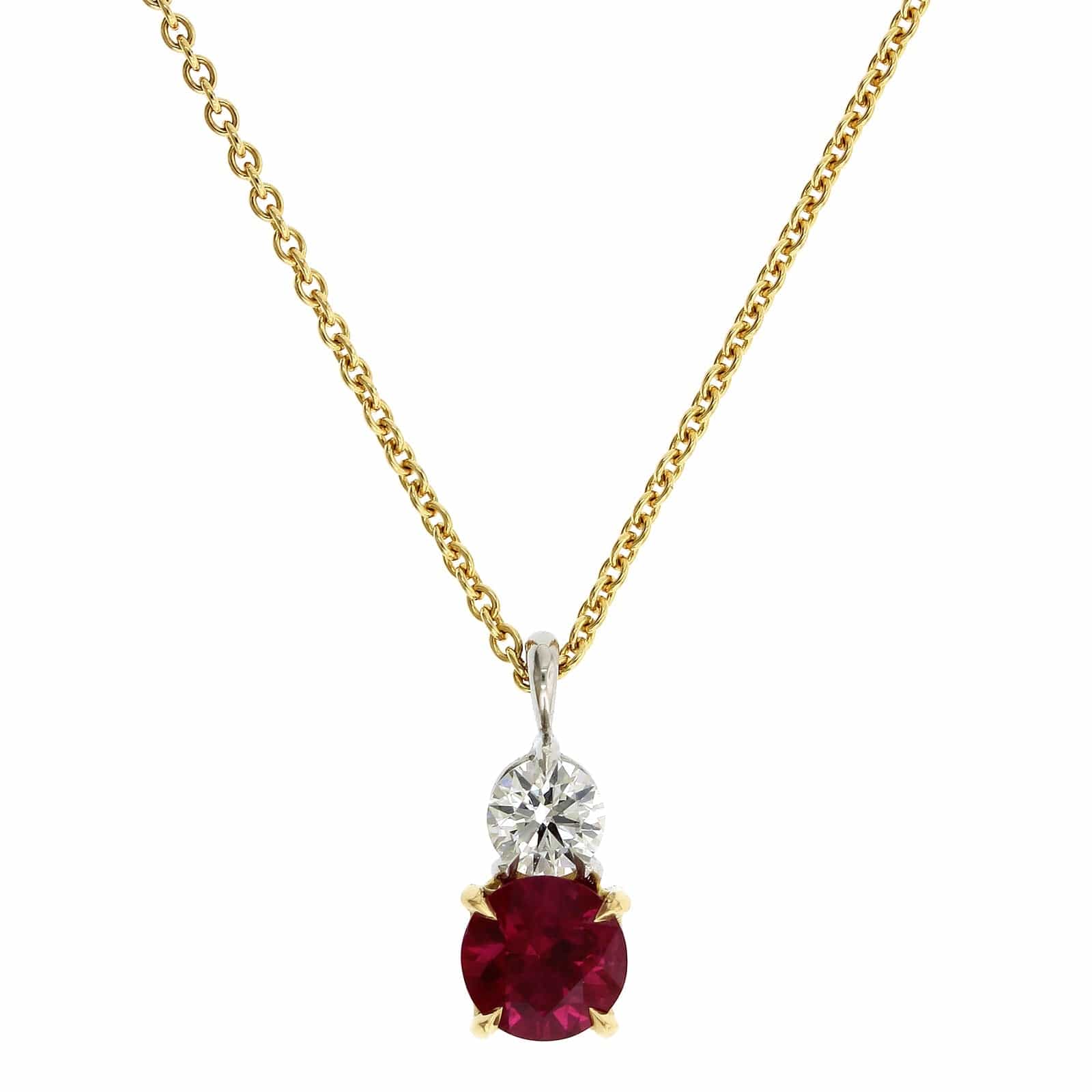 18K Yellow Gold Ruby and Diamond Pendant, Long's Jewelers