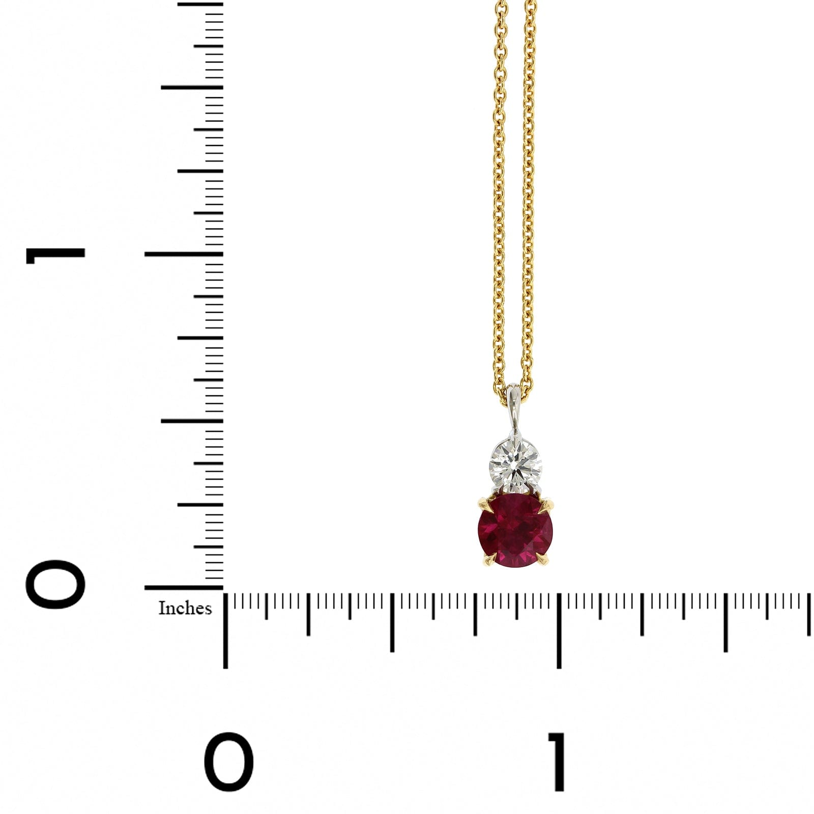 18K Yellow Gold Ruby and Diamond Pendant, Long's Jewelers