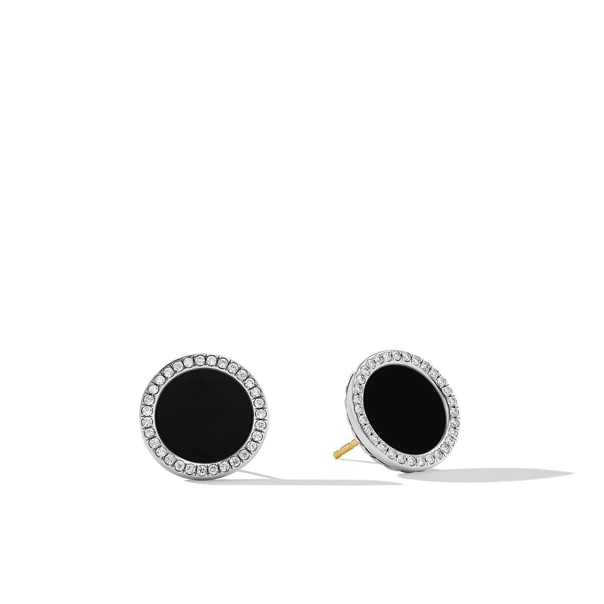 DY Elements® Button Earrings with Black Onyx and Pavé Diamonds, Sterling Silver, Long's Jewelers