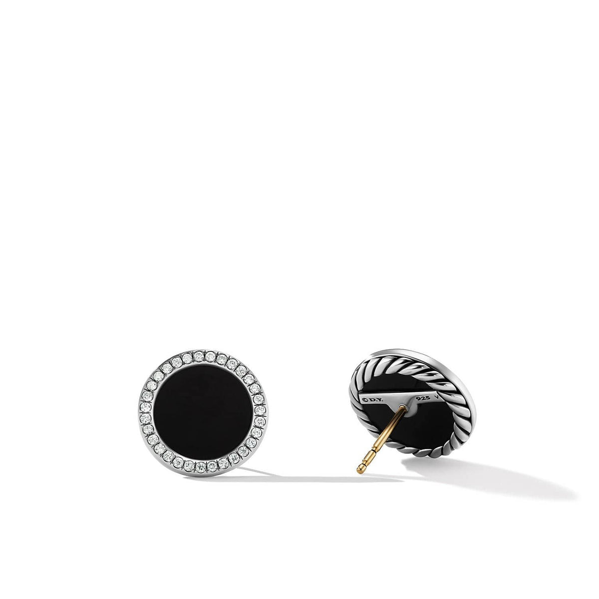 DY Elements® Button Earrings with Black Onyx and Pavé Diamonds