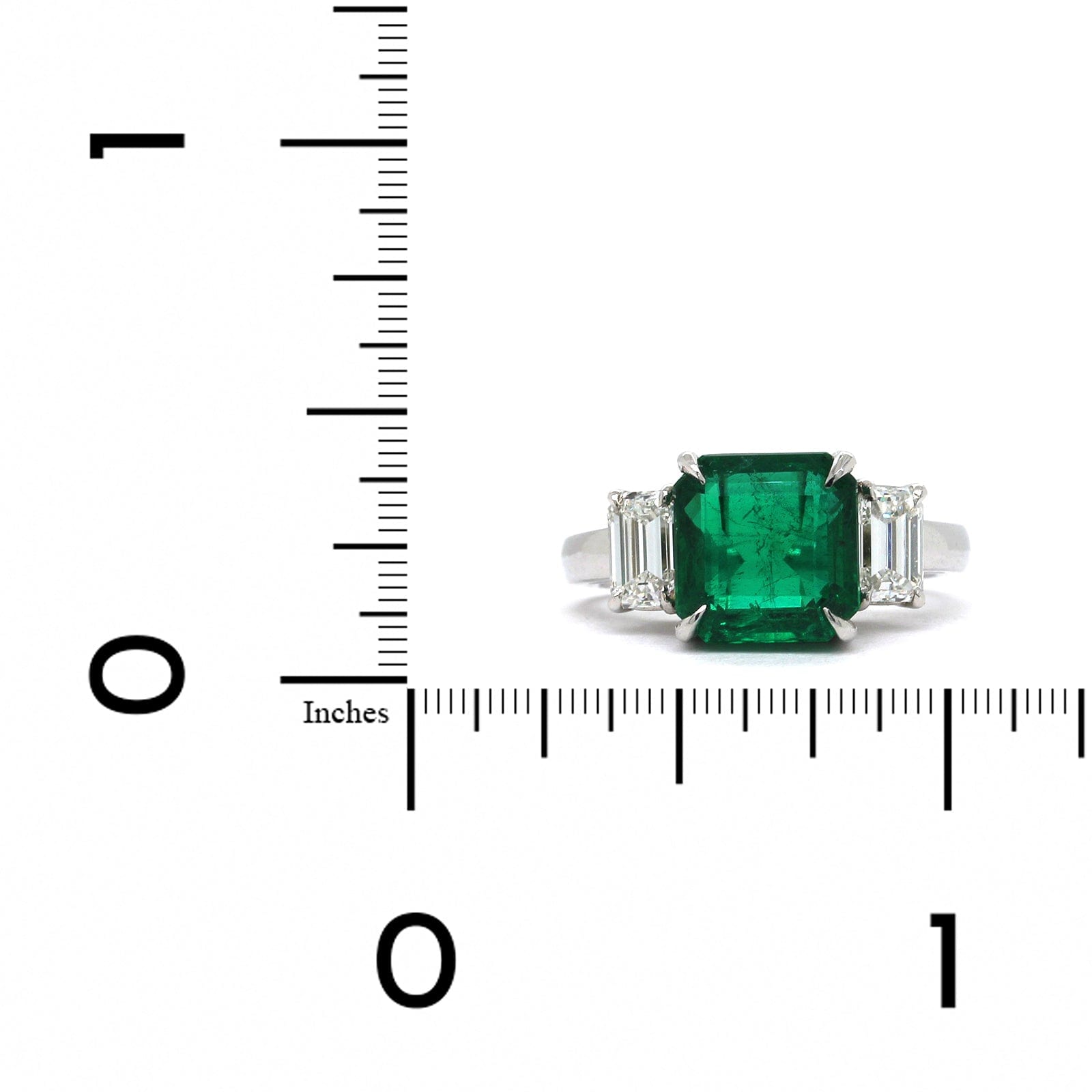 Platinum Emerald Diamond 3 Stone Ring, Platinum, Long's Jewelers