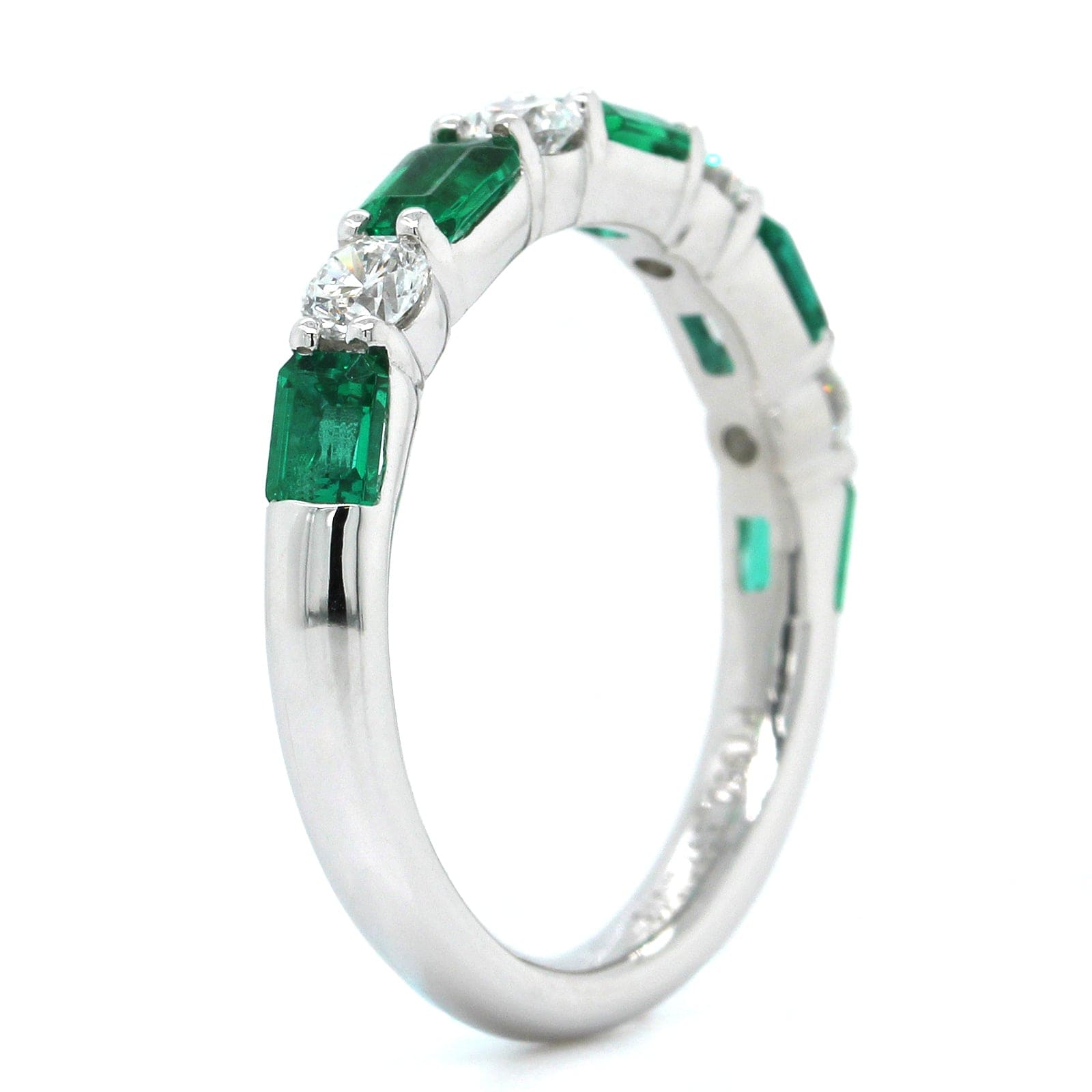 Platinum Emerald and Diamond Band