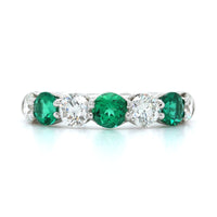 Platinum Emerald and Diamond 7 Stone Band