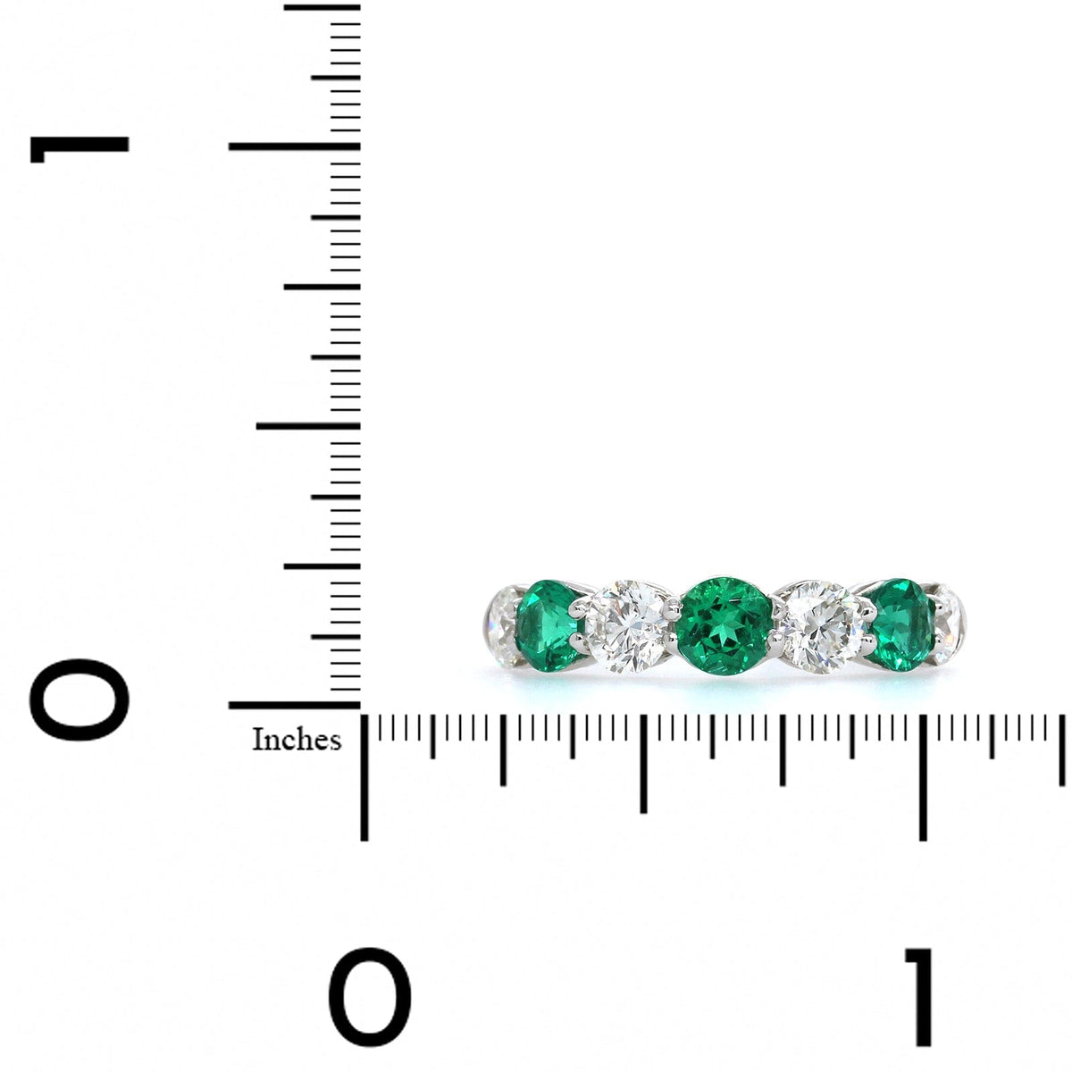 Platinum Emerald and Diamond 7 Stone Band