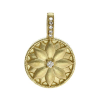 Penny Preville 18K Yellow Gold Diamond Lotus Medallion Pendant