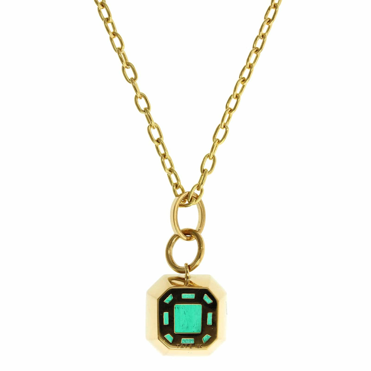 22K Yellow Gold Square Emerald Pendant