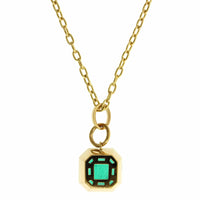 22K Yellow Gold Square Emerald Pendant