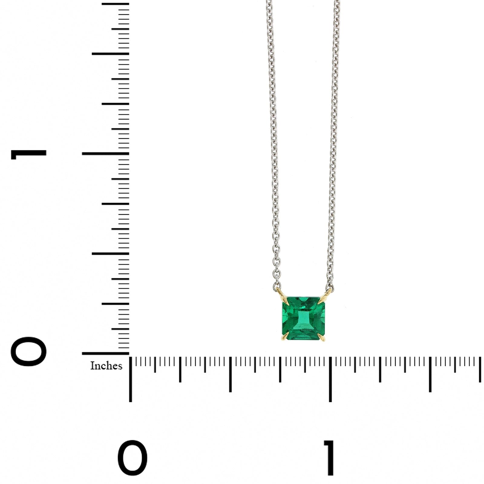 18K Two-Tone Emerald Cut Emerald Pendant, Long's Jewelers