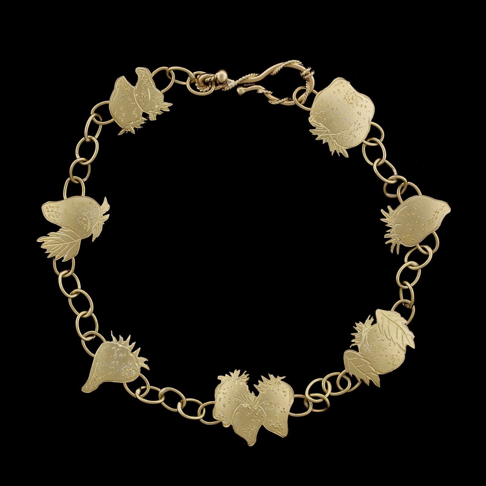 18K Yellow Gold Srawberry Bracelet