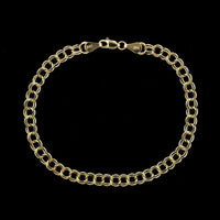 14K Yellow Gold Estate Double Link Charm Bracelet