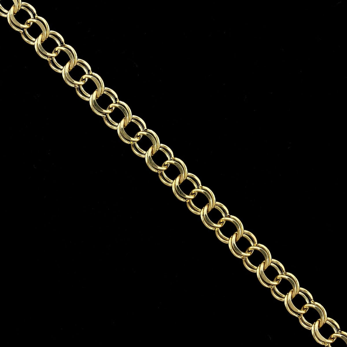 14K Yellow Gold Estate Double Link Charm Bracelet