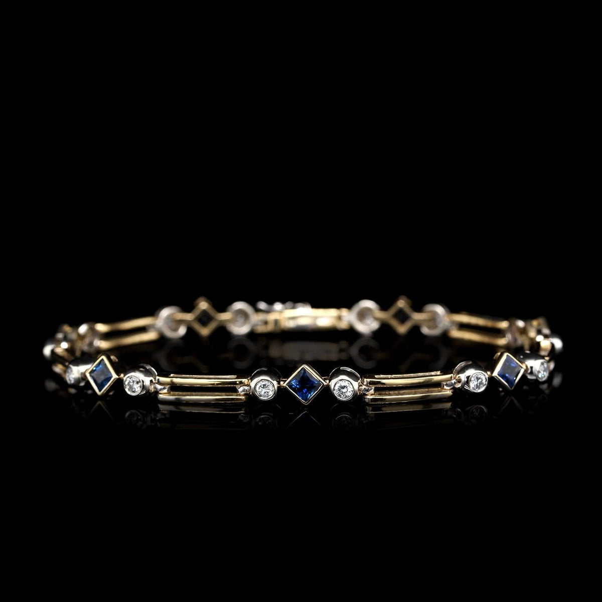 14K Yellow Gold Estate Sapphire and Diamond Bracelet