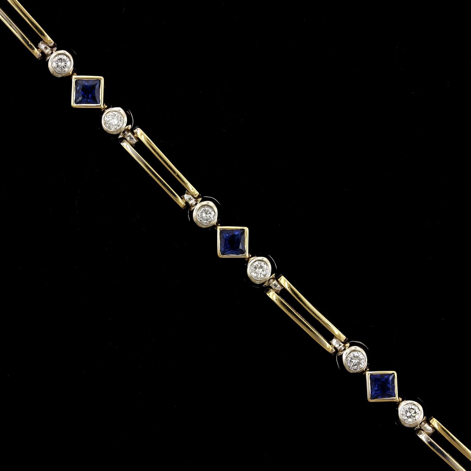 14K Yellow Gold Estate Sapphire and Diamond Bracelet