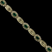 14K Yellow Gold Estate Emerald and Diamond Bracelet