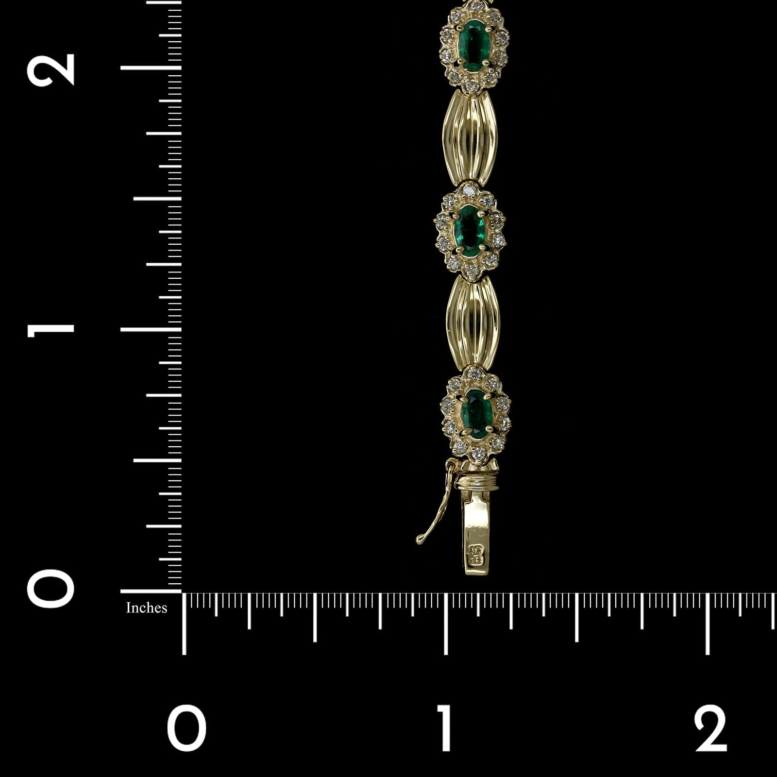 14K Yellow Gold Estate Emerald and Diamond Bracelet