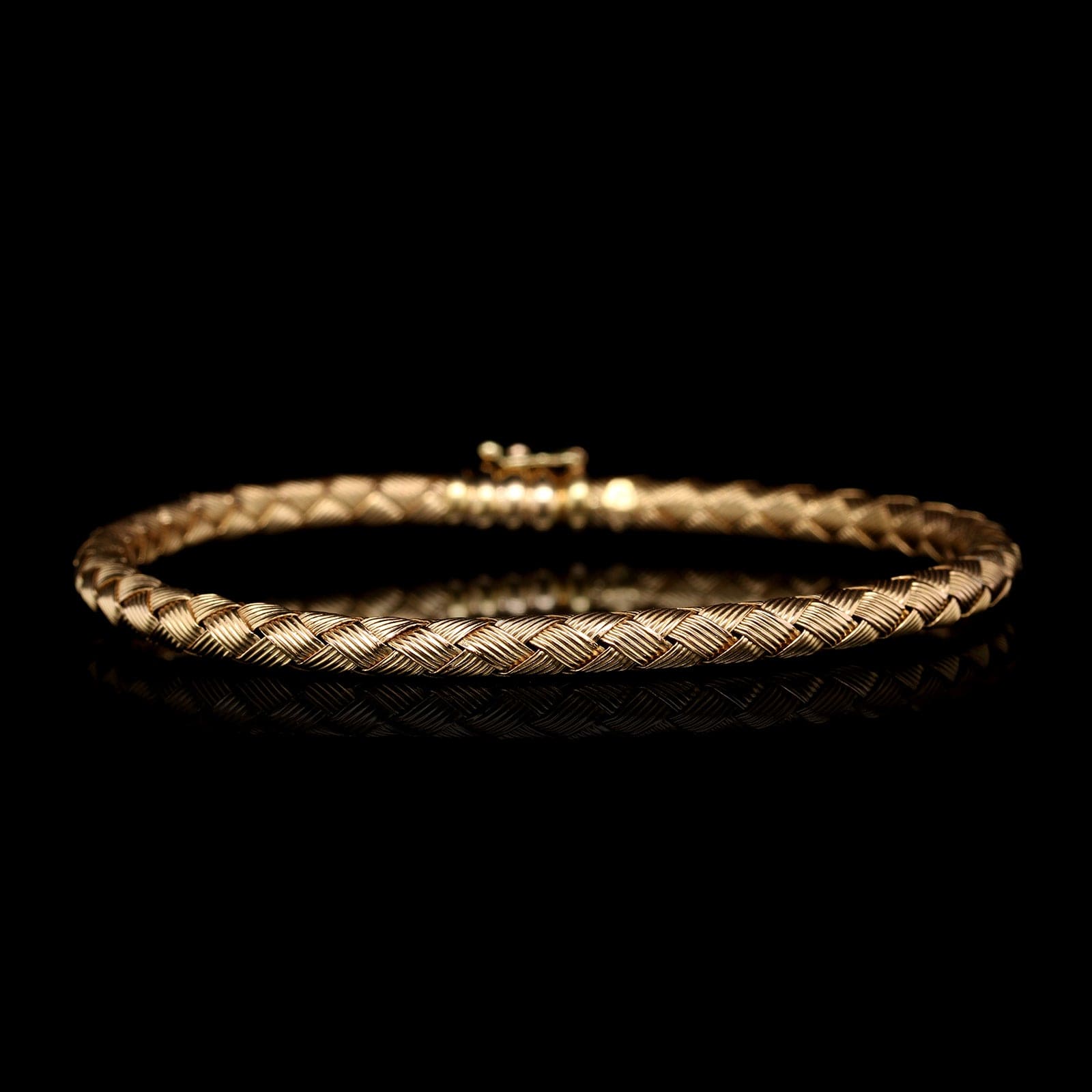 18K Yellow Gold Estate Flexible Woven Bangle Bracelet