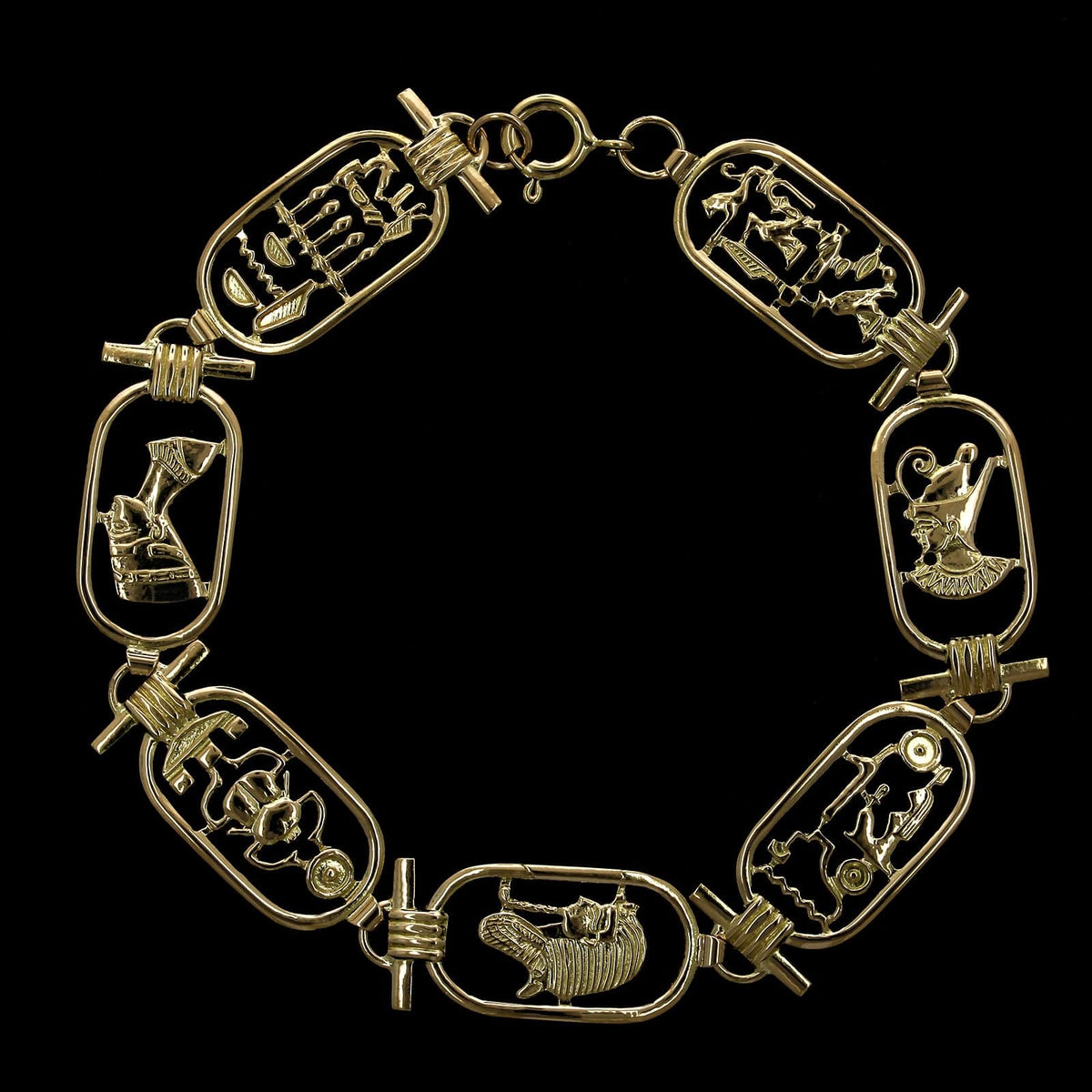 Egyptian Cartouche 18K Gold Link Bracelet
