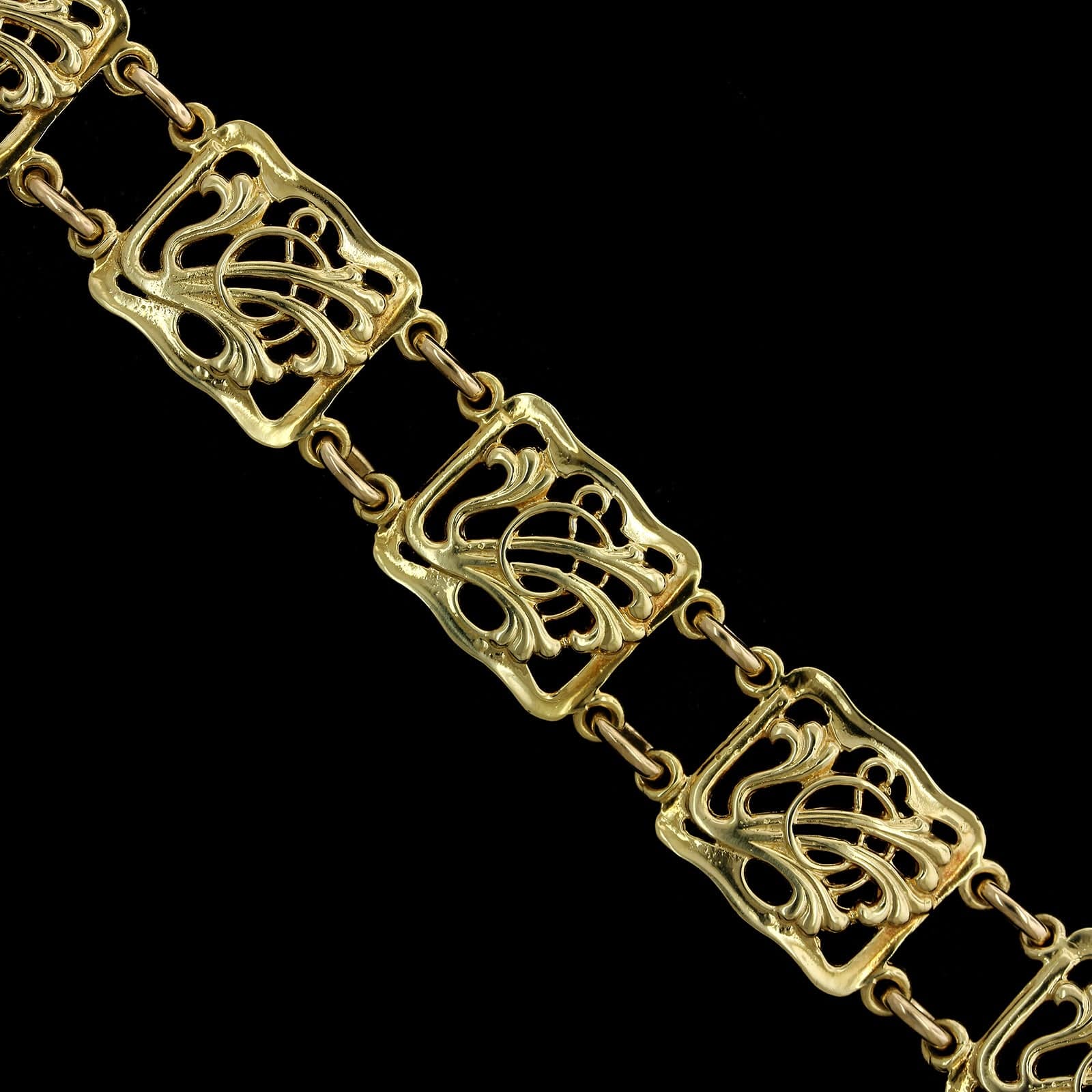 18K Yellow Gold Estate Plaque Link Bracelet