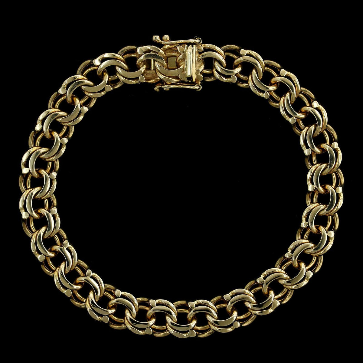 14K Yellow Gold Estate Double Link Charm Bracelet