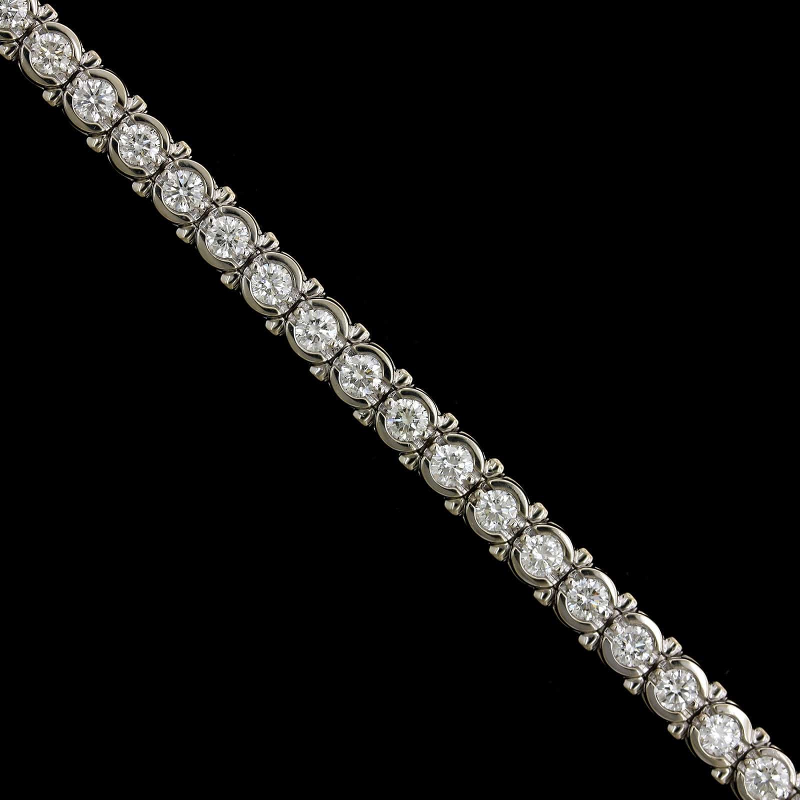 14K White Gold Estate Diamond Tennis Bracelet