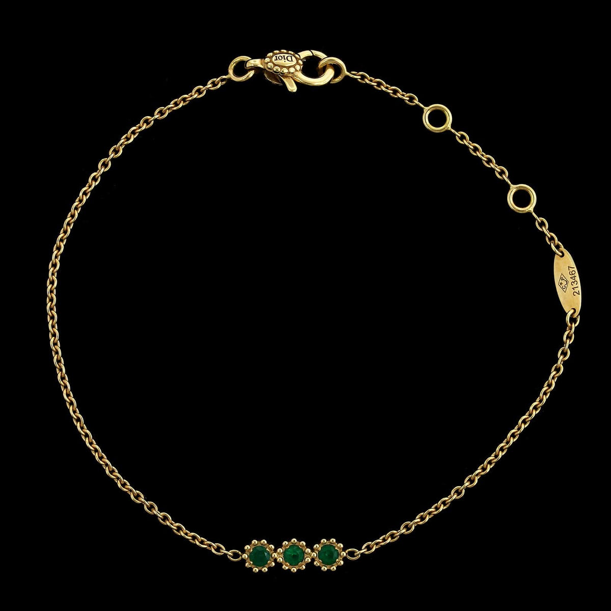 Dior 18K Yellow Gold Estate Emerald 'Mimirose' Bracelet