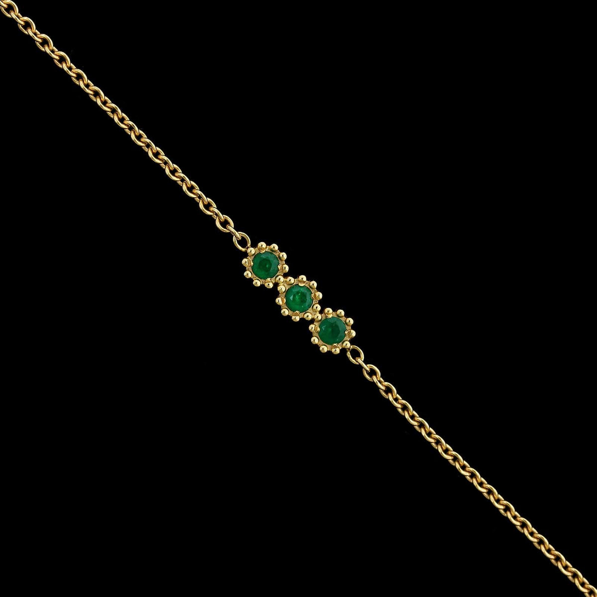 Dior 18K Yellow Gold Estate Emerald 'Mimirose' Bracelet