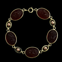 14K Yellow and Rose Gold Estate Carnelian Bracelet