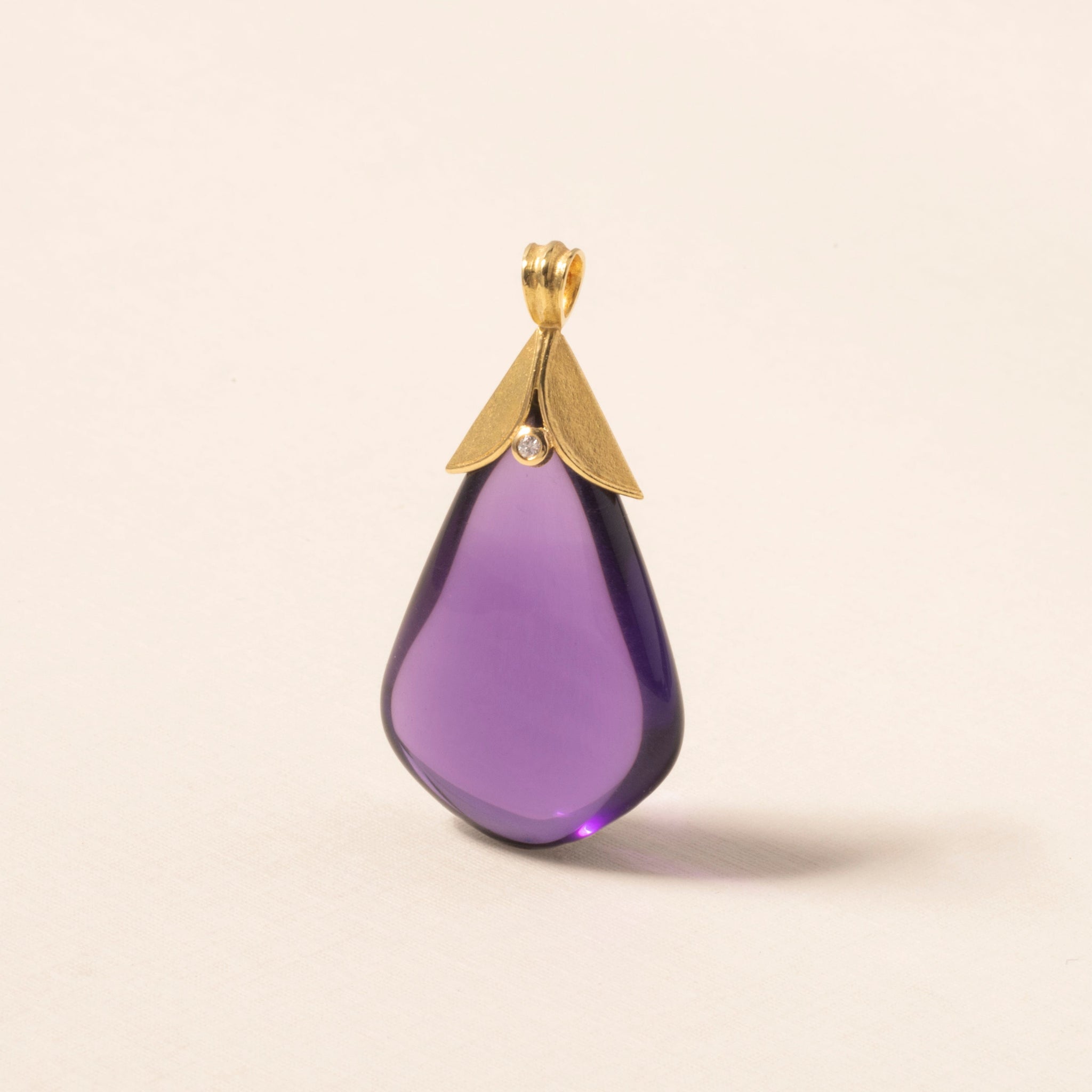 Barbara Heinrich 18K Yellow Gold Estate Amethyst and Diamond Pendant