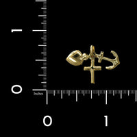 18K Yellow Gold Faith, Hope and Charity Charm