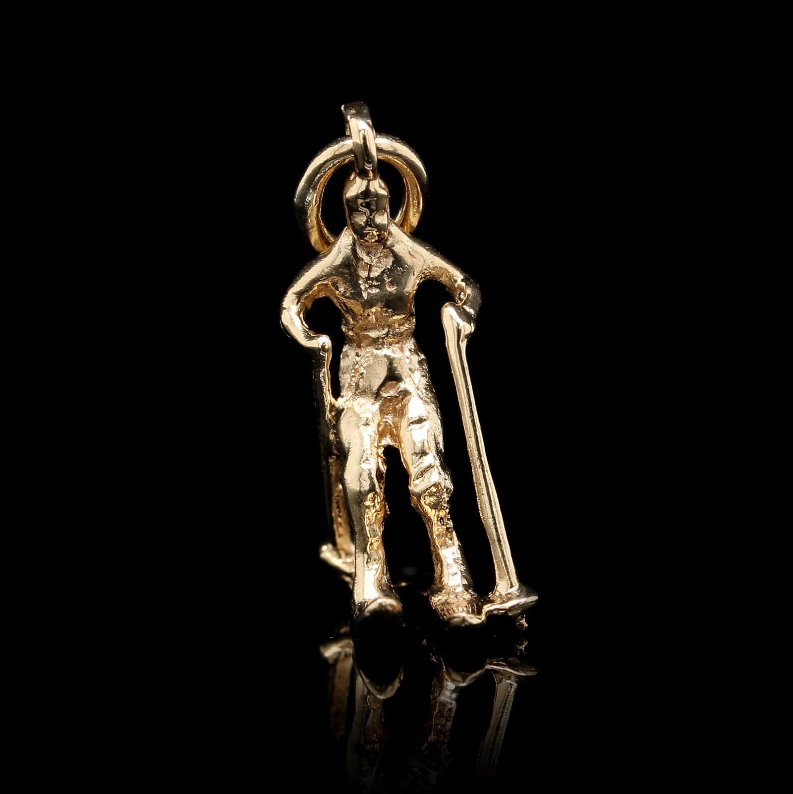 14K Yellow Gold Estate Skier Charm