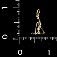 14K Yellow Gold Estate Skier Charm