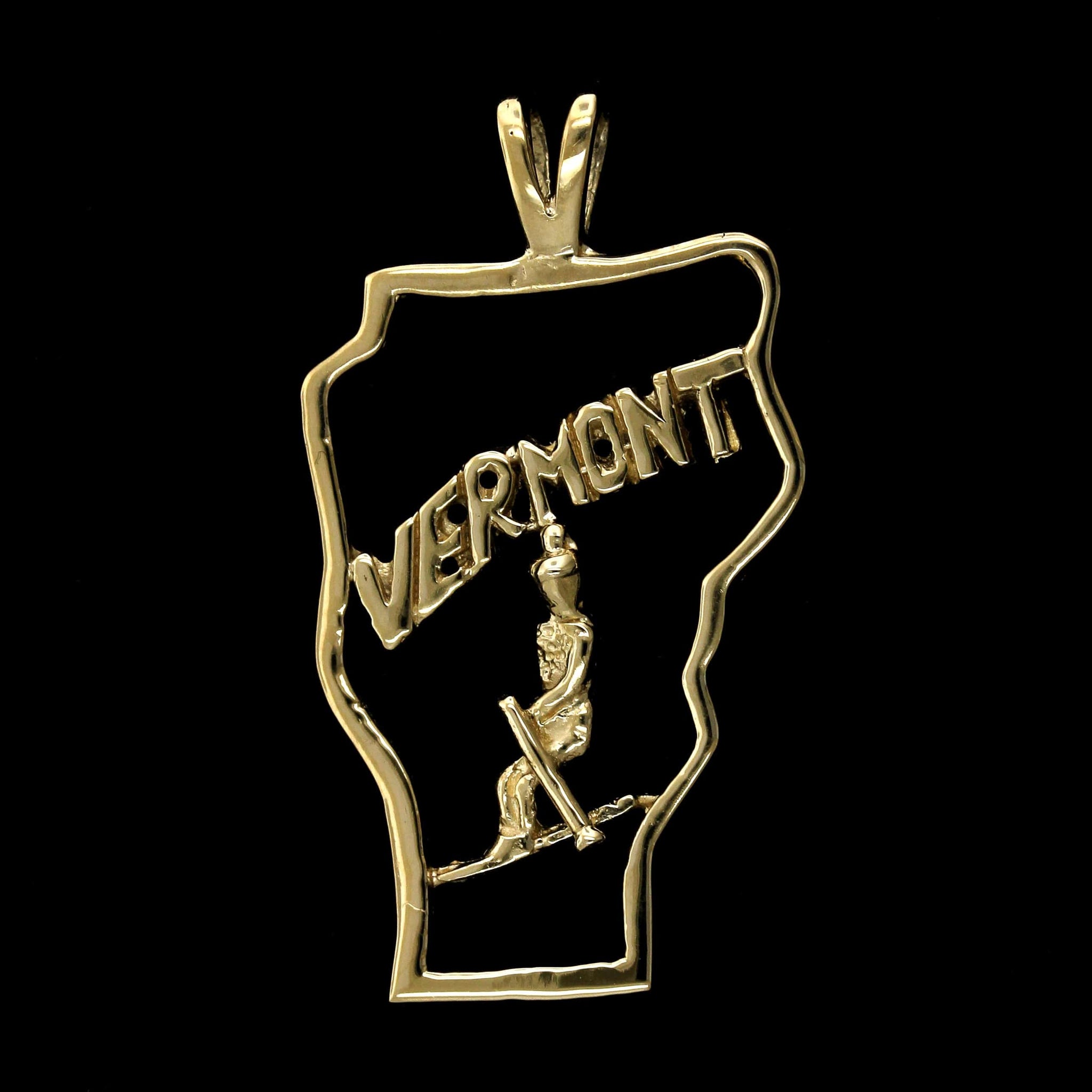 14K Yellow Gold Estate Vermont Skier Charm